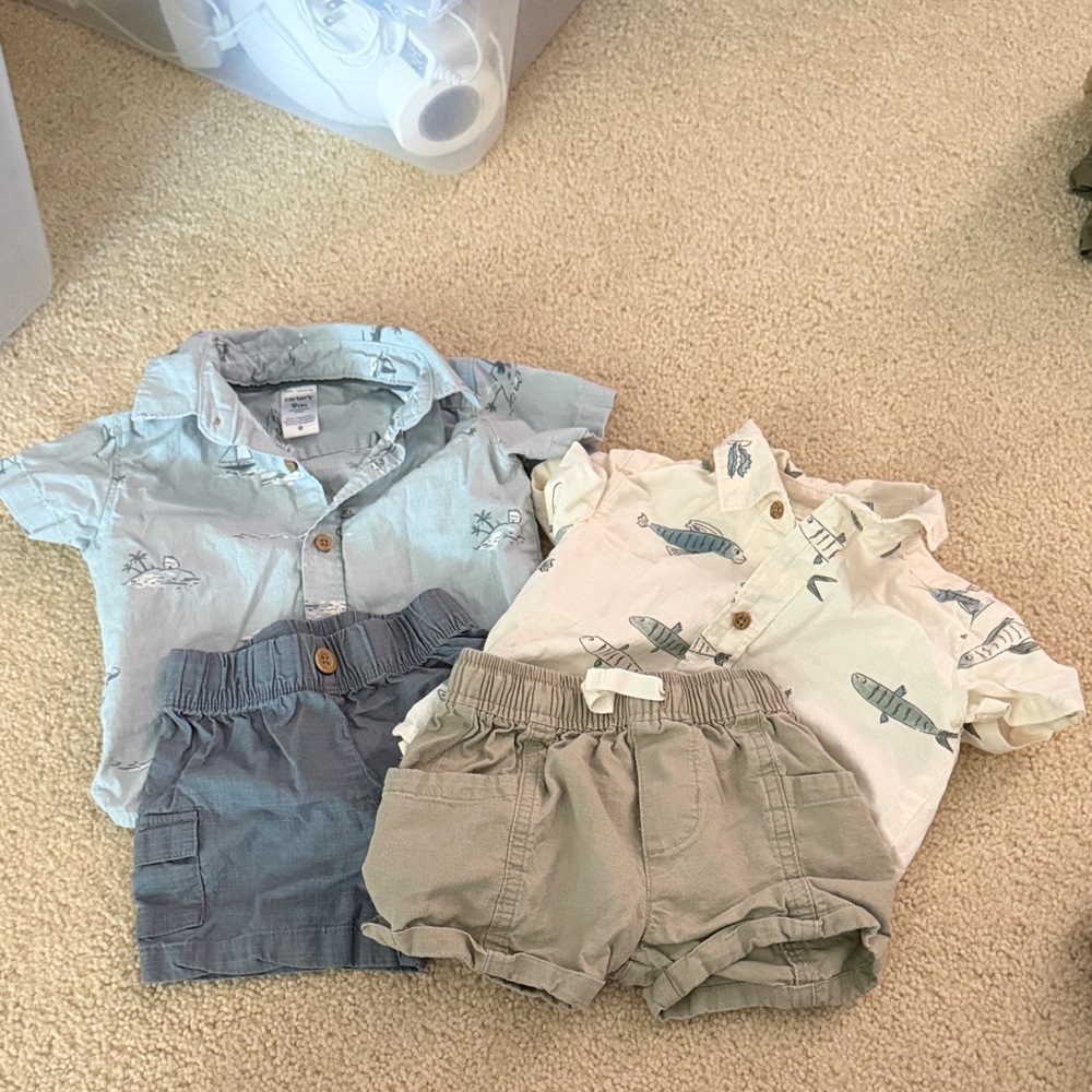 Carter's Blue and Cream Kids Matching Sets 9mo